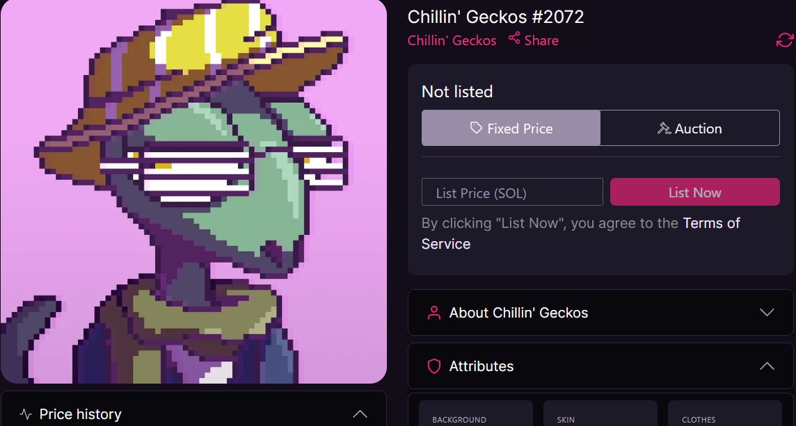 <a href="/ChillinGeckos/">Chillin' Geckos | SOLD OUT |</a> Delisted.  I didn't know about the aridrops.  LFG