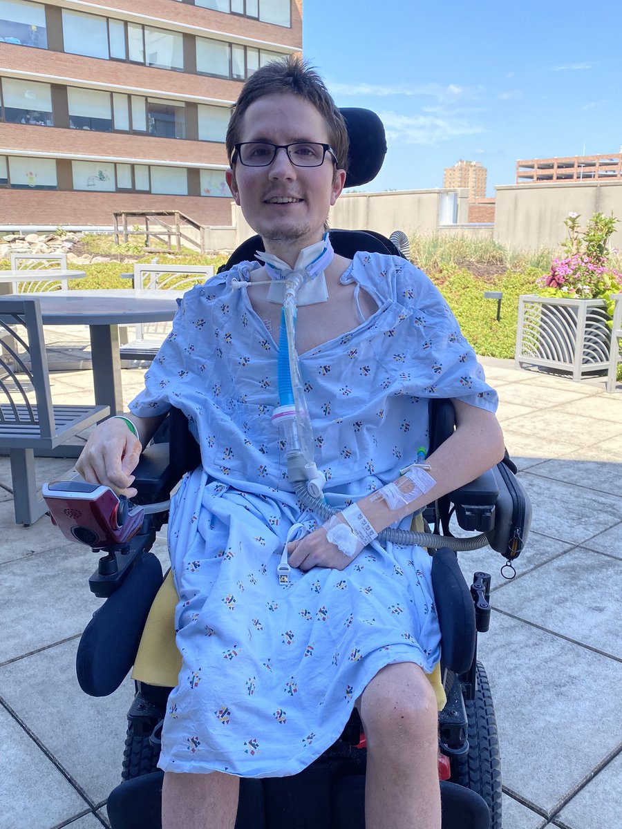 Wheels865's tweet photo. Forgot to post here. Update on @Derek_Rollin. Been in the hospital since June 16th. Right lung again. He’s trending in the right direction but we could use all the prayers we can get!! Got him in his chair to get outside the other day. #DerekStrong #NotTodayDuchene. https://t.co/fX5lGaEkPB