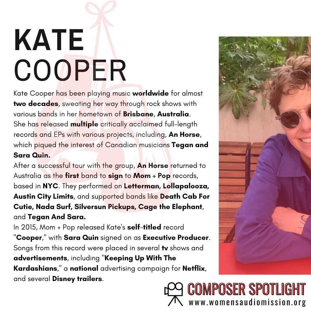 womensaudio's tweet photo. We #LOVE to brag when it comes to our exceptional grads!
Congratulations to Kate Cooper, a multi-talented composer among the eight people whose song was selected by ESPN for its library. 👏👏👏
#thecomeback #cooper #anhorse #katecooper #espn
@listentocooper
@anhorse https://t.co/Rer42klFn7