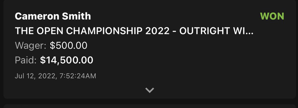 Another winner for Degen Dan… Follow for free winners #TheOpen #camsmith #sportsbettingpicks #sportsbetting #capping #freepicks #golf #golfbetting