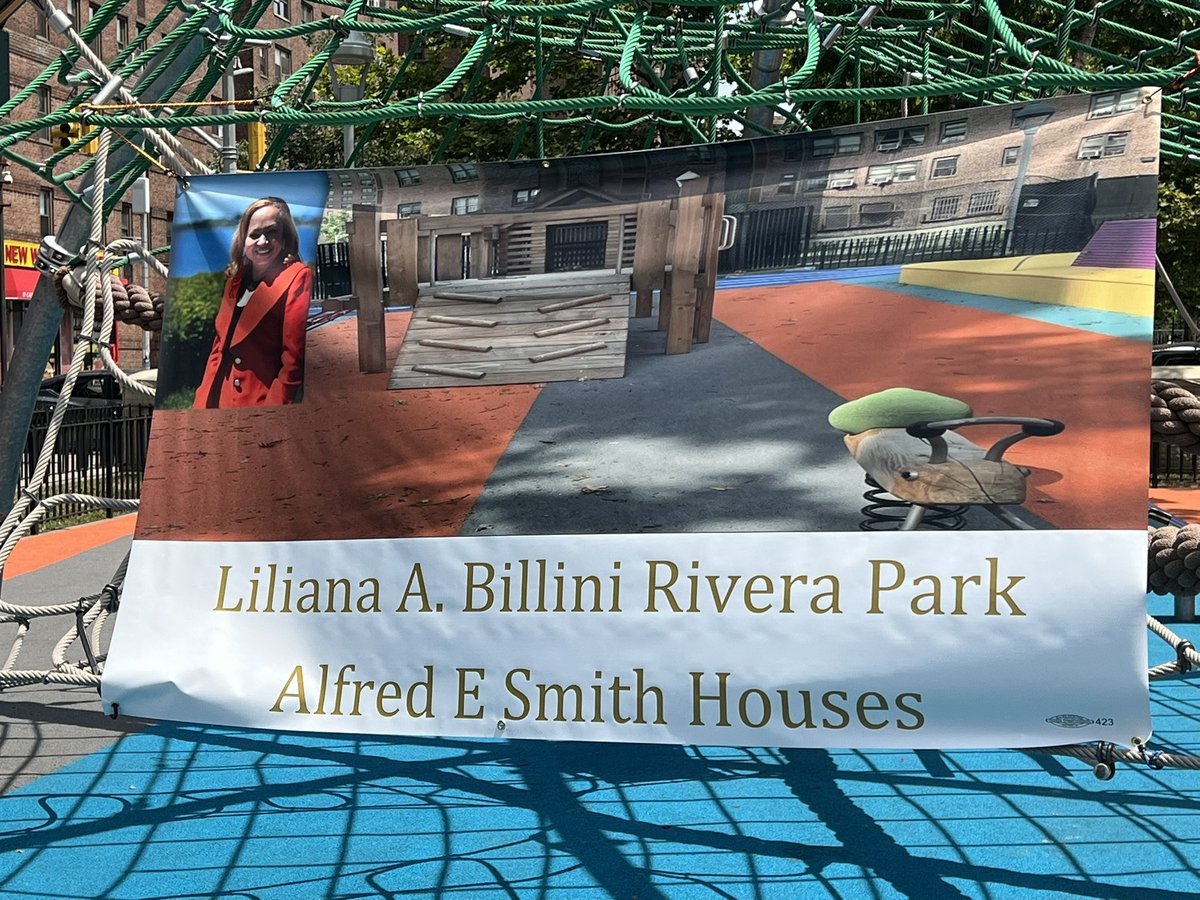 NYPDPSA4's tweet photo. It was an honor yesterday for NCOs Hall &amp; Bellísimo as well as Community Affairs Officer De Los Santos to be invited to Mrs. Billini’s Park Cutting Ribbon Ceremony. Mrs. Billini was Smith Houses Manager &amp; work very hard to make this community better! https://t.co/eMTf7h2Jo5