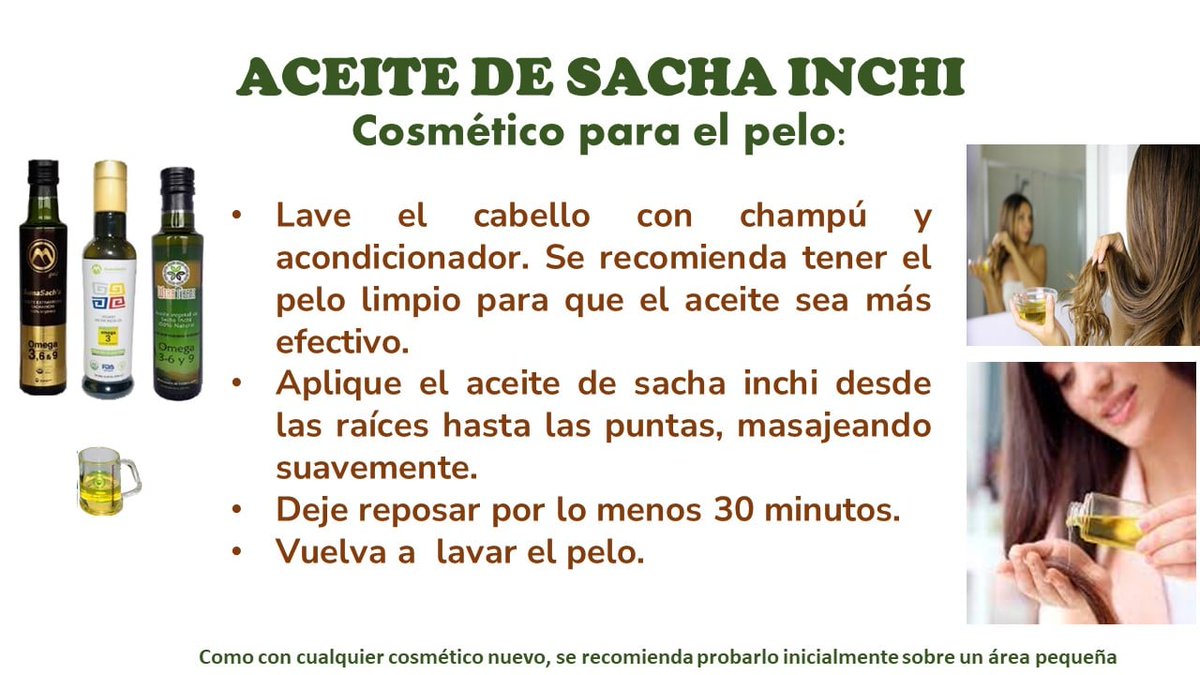 mareguer's tweet photo. Aceite de sacha inchi revitaliza tu pelo, debido a su composición rica en omega 3 y antioxidantes(vitaminas A y E , entre otros), y sus cantidades balanceadas naturalmente de omegas 6 y 9.
#sachainchi #cuidadopelo #omega3 #humectante #usosachainchi https://t.co/w7tC8mkgDr