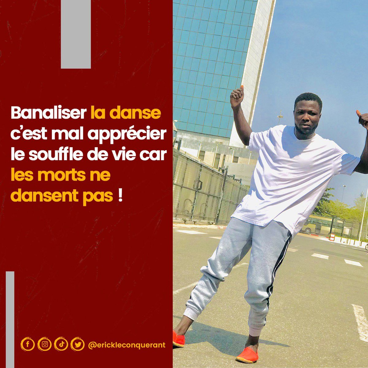 leconquerant01's tweet photo. #erickleconquérant #leconquerant #existence #jeunes #Danse #abonne_toi_sur_la_page_et_partage #abonnezvous #talents
La danse c'est pour les vivants
Le vivant, c'est le souffle de vie
Les morts, c'est pas le cas.
🔥Effort Encore Encore 👇
https://t.co/uqDyf7of7J https://t.co/BxDW8fTjPV