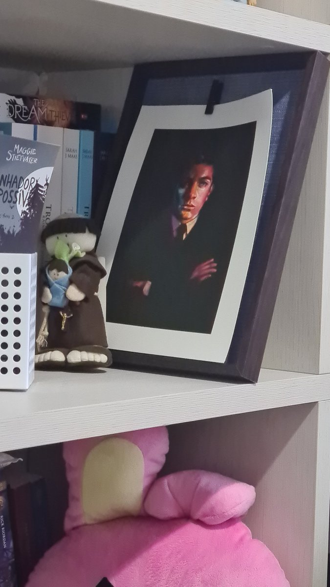 Hey <a href="/mstiefvater/">Maggie Stiefvater Updates</a> Declan has his own frame now. And the Saint is still by his side, now deliberately 😅