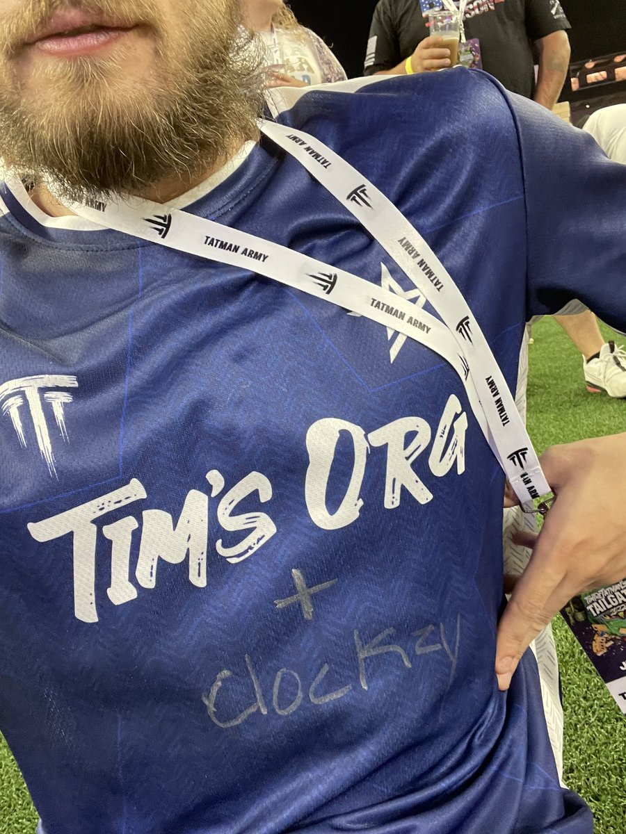 zConfuzionzz's tweet photo. @Complexity @timthetatman @Ninja @DrLupo @jordanfisher I didn’t get @cloakzy in it because I was that one guy that took up a lot of his time talking to him about my younger Tim cosplay from yesterday 

But I had cloak add “+ Cloakzy” so that the Tim’s Org jersey was more inclusive 

#TatmanTailgate @Complexity @cloakzy @timthetatman https://t.co/zKE8yldgKb