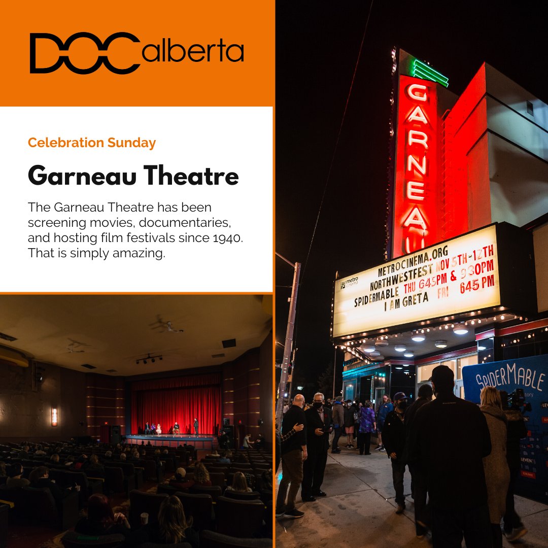 DOCorgAB's tweet photo. The Garneau Theatre was opened in October 1940 with its first screening being “The Great Waltz”. Today, @themetrocinema, an Edmonton non-profit organization, programs a wide variety of cinema for us to take in. And … the popcorn is amazing. 
#DOCalberta https://t.co/UZva21qpZJ