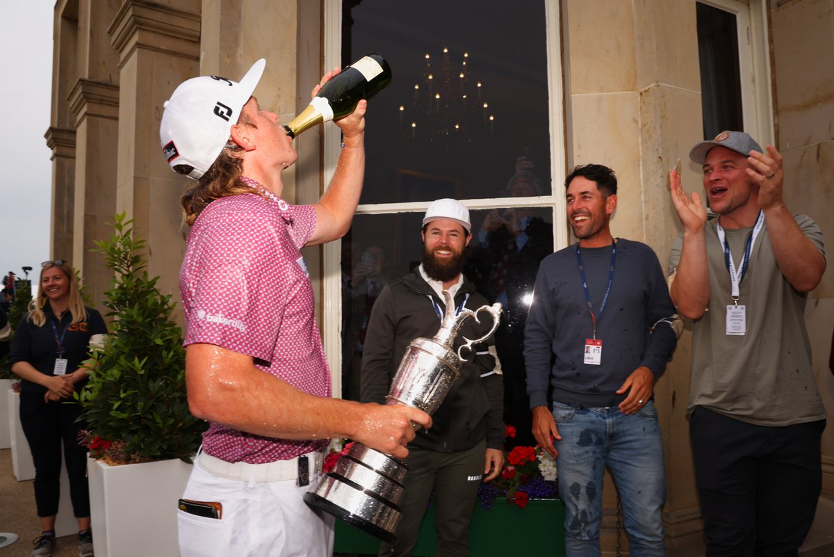 TheOpen's tweet photo. You've earned that, Cam 🍾

#The150thOpen https://t.co/XmsldxtdFH