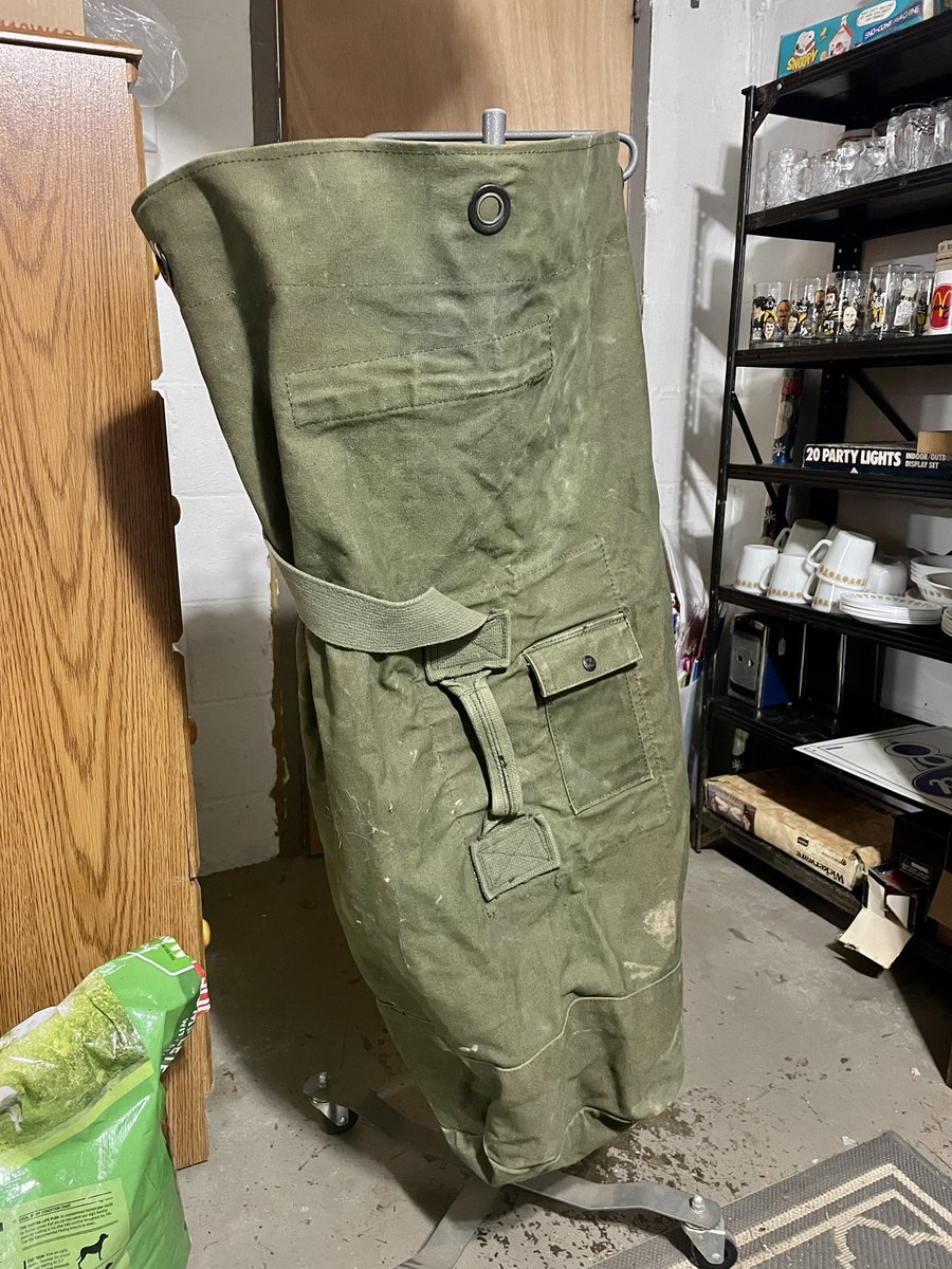 This #military #dufflebag from 1969 brought back lots of memories. When I was a kid I was fascinated w/my uncle’s stuff from the #Army…patches, pins, gear, etc. Back then I was small enough that I got in his duffle & he carried me around…

#vintage #vintagemilitary #60s #1960s