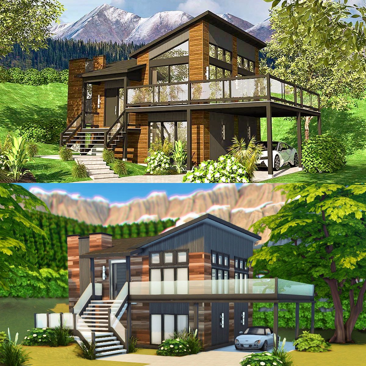 lavahcakes's tweet photo. Modern Mountain Build 💚 (Gallery ID: lavahcake) #Sims4 #TheSims4 #TS4 #sims #thesims #ShowUsYourBuilds #sccregram https://t.co/tvGN9WqII5