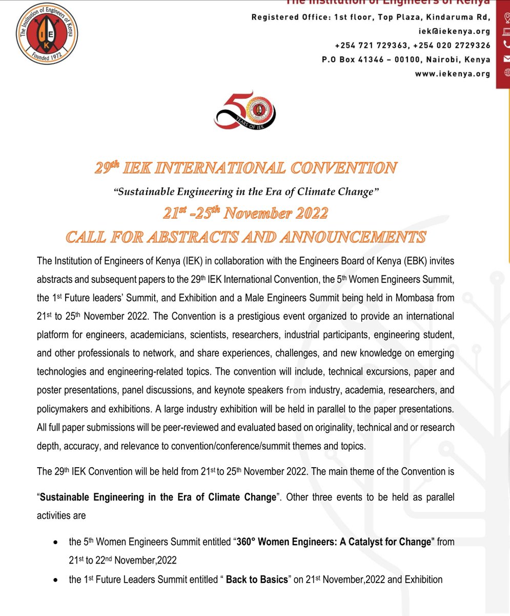 KenyaFraternity's tweet photo. #29th @TheIEK #Conference with #WomenSummit &amp; #MenSummit. 

@Ma3Route @AcademiaKenya @InfastructureKe @EngErickOhaga @IngNdolo @TransportKE @aak_arch @UASU_KE @GhanaStudiesASA @IetKenya https://t.co/6CPzkl9dyM