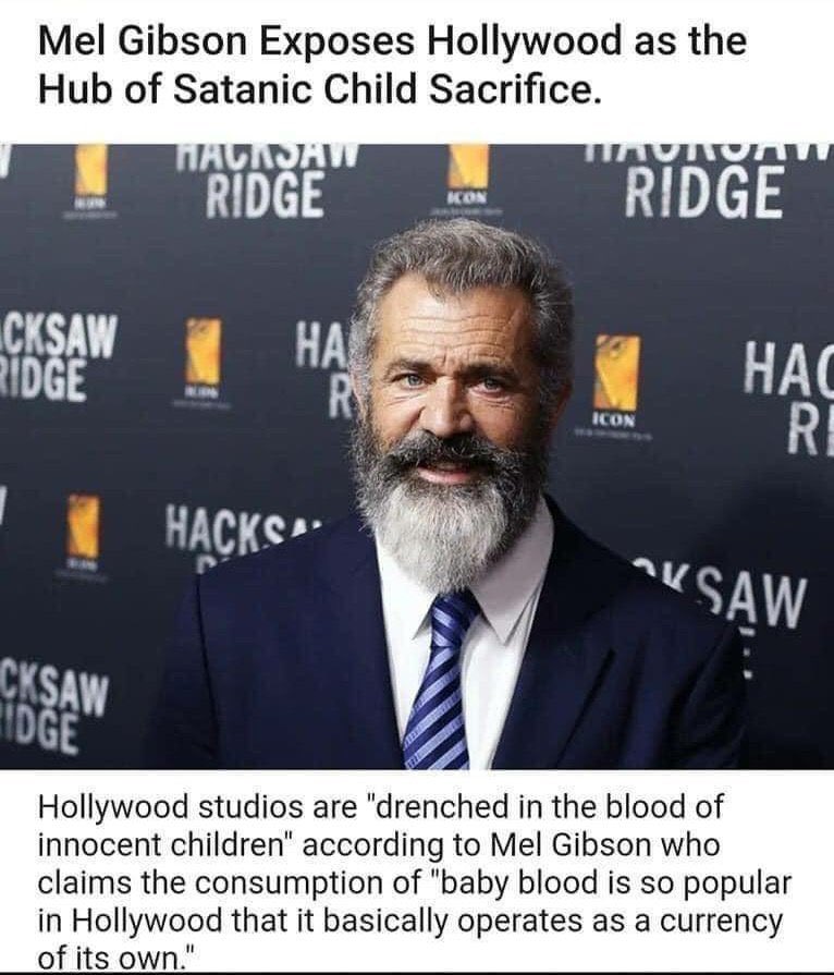 cetinlimonboy's tweet photo. MEL GIBSON;Hollywood u şeytani çoçuk kurban merkezi olduklarını belirtti. Bebek kanı Hollywood da o kadar popüler ki ;temelde kendi para birimi olarak işliyor ,Diyen Mel Gibson a göre Hollywood stüdyoları masum çoçukların kanına bulanmış durumda .,, https://t.co/h1hGcahIpP