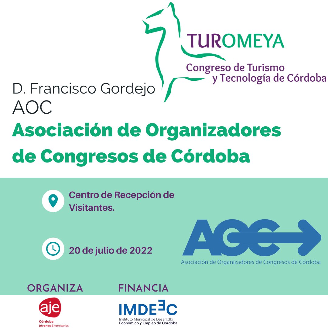 🟢Ponentes del Congreso Turomeya.
Contamos con <a href="/fgordejo/">Francisco Gordejo</a> Presidente de  <a href="/AOCcordoba/">AOC Córdoba</a>  que nos dará una ponencia sobre Congresos y eventos más sostenibles.
Deseando escucharlo‼️
#TurOmeya2022 <a href="/AJECordoba/">AJE Cordoba</a> <a href="/imdeec/">Imdeec</a>