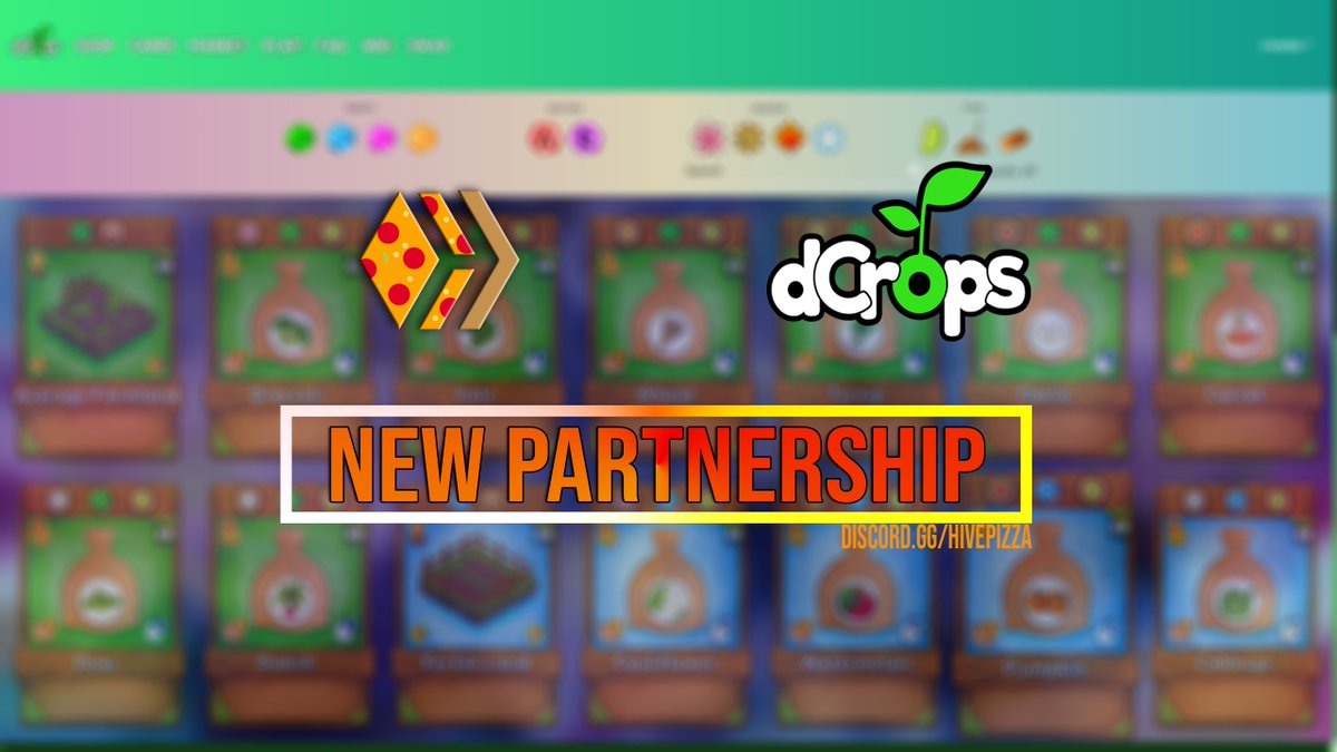 PizzaOnHive's tweet photo. Last week we announced not one, but two new Hive game partnerships!

The first is dCrops, the Hive-powered farm simulator game. Players of this game manage farms, grow crops, complete quests, &amp; earn CROP tokens. 

Our post has the details:
https://t.co/bGfhCReV2N
#Hive #Play2Earn https://t.co/mGZJKdw51t