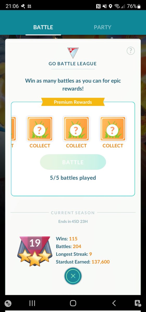 GamingBeech's tweet photo. So rank 19 (my highest ever in GBL). 5 wins from 5 and premium rewards 🤔 what have I become 😂
#PokemonGO #GBL #gobattleleague #premiumrewards #rank19 https://t.co/6nArBjVpS8