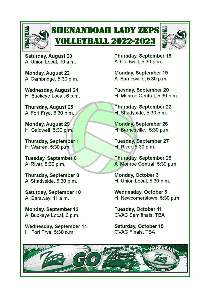 NobleLocal_SD's tweet photo. Don't look now but it's only 5 weeks until the start of the 2022-2023 volleyball season. Here' a look at the Lady Zeps' schedule: https://t.co/XMY5ytYEyd