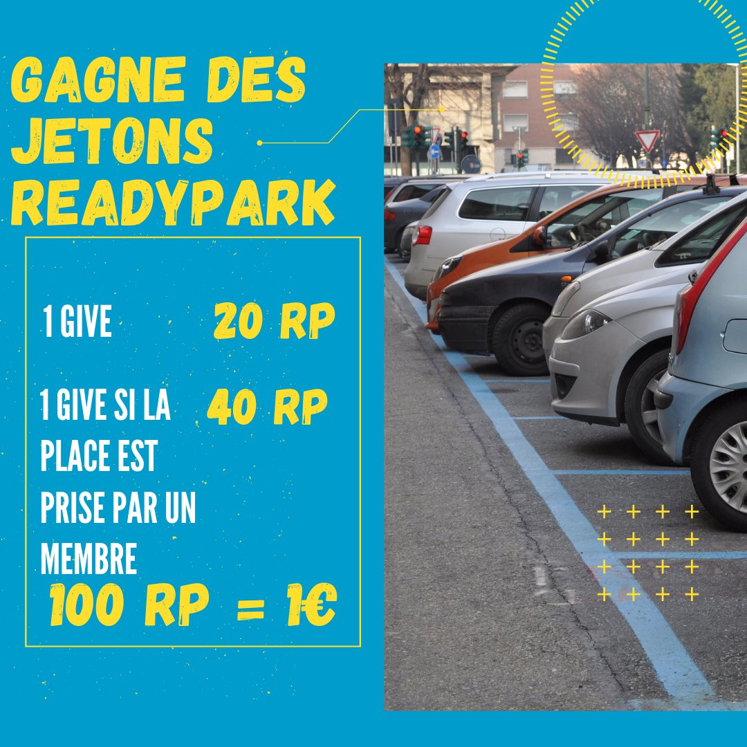 Utiliser Readypark, c'est vous faciliter la vie, mais c'est aussi une façon de se faire plaisir grâce à notre système de récompense 💸
Le simple fait de prévenir la communauté que tu quittes une place, te rapporte des jetons !!!! Dingue non ?!
Rejoins-nous 🤩

 #nicecotedazur