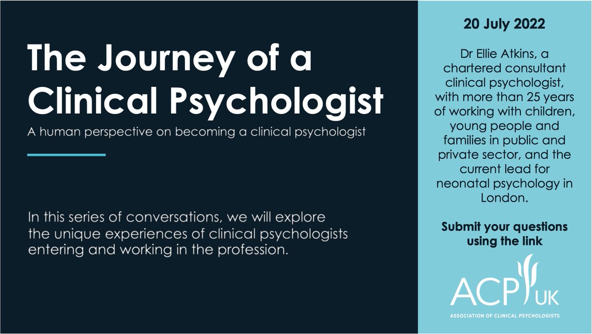 ACP-UK (@uk_acp) on Twitter photo Introducing our 'In Conversation' webinar series where we informally ask #clinicalpsychologists what their chosen niche means to them. Get involved by submitting questions to be asked. See our poster for info on our first speaker!
bit.ly/3AUyY6f
#dclinpsy <a href="/ACP_UKTrainees/">ACP-UK Trainee Network</a> Introducing our 'In Conversation' webinar series where we informally ask #clinicalpsychologists what their chosen niche means to them. Get involved by submitting questions to be asked. See our poster for info on our first speaker!
bit.ly/3AUyY6f
#dclinpsy <a href="/ACP_UKTrainees/">ACP-UK Trainee Network</a>