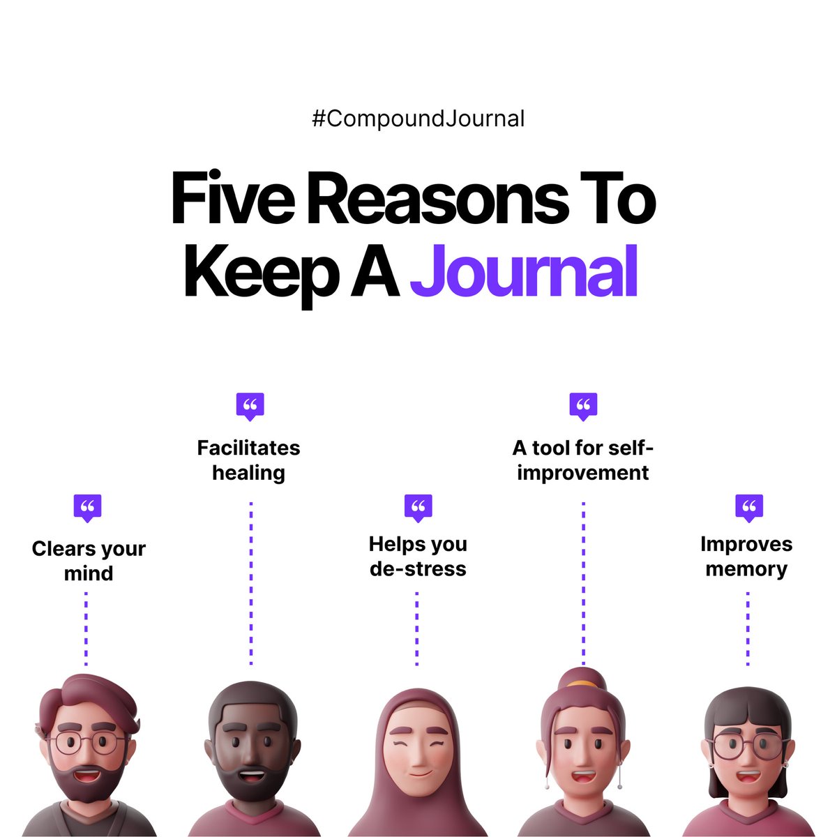 getcompound's tweet image. There’s a lot of reason to journal — actually sticking with it is the hard part. 

We’re making it easier 💜

Try @getcompound for free 👏