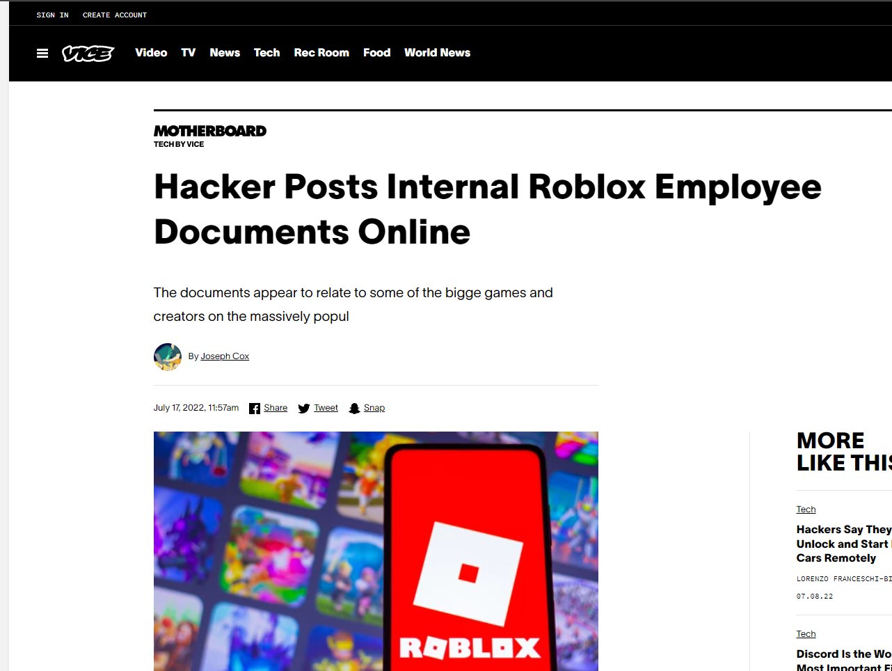 Internal Roblox employee documents posted online by hacker - MCV
