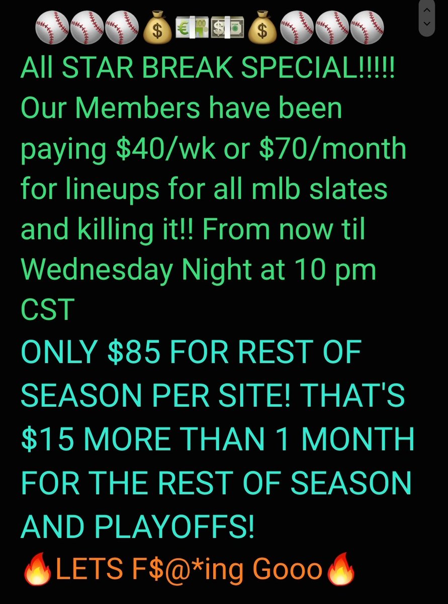DfsProfessors's tweet photo. All Star special! Rest of season only $15 more than what ormur members been paying monthly! And weve been killing it. Ask the members, they win that ammount many times over ecery week! Msg us to subscribe https://t.co/hBGuPww73Q
