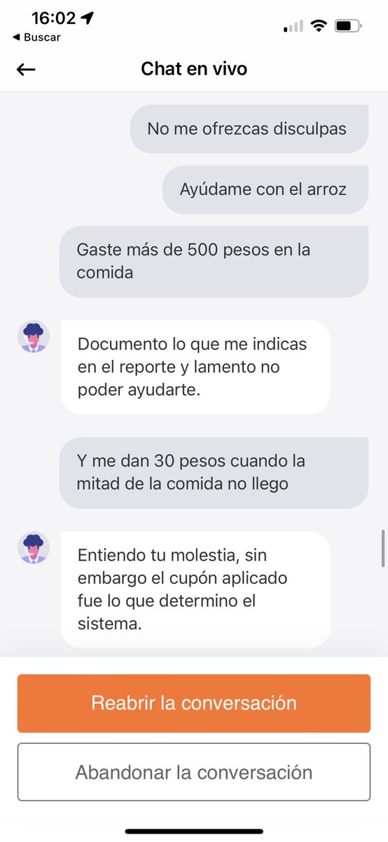 Georvan_R's tweet photo. @DiDi_Mexico pésimo servicio. Pido comida completa de @PFChangsMX me mandan la mitad y su atención a cliente me da un cupón de 30 pesos que no cubre mi el envío. Voy al chat y me dicen que no pueden hacer nada ya ir tenga buena tarde. Adjunto chat https://t.co/0Ytd2Kp30M