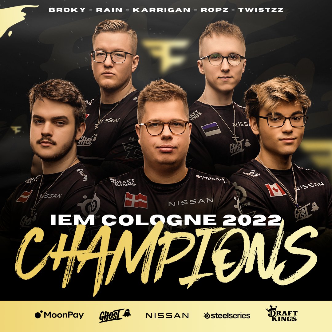FaZeClan's tweet image. CHAMPIONS OF COLOGNE 🏆

#IEM | #FaZeUp