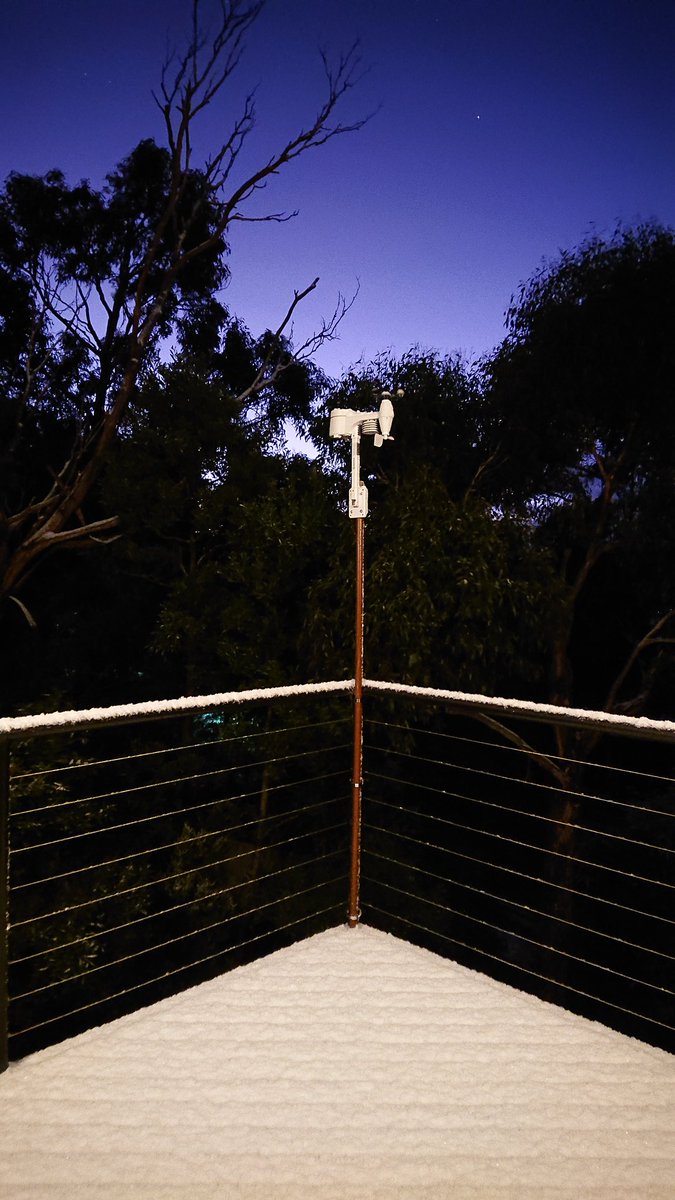jamesatbond's tweet photo. My weather station reports that it's been snowing in Hobart #Snowbart #ViewFromMyWindow https://t.co/m5xxOhJL31