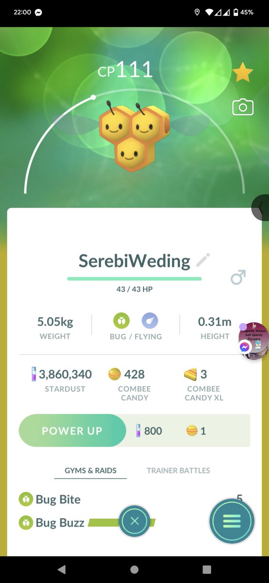 lewymd's tweet image. Niantic even blessed the wedding with a Hundo to mark the occasion, unfortunately I had to cut a few characters #SerebiiWedding