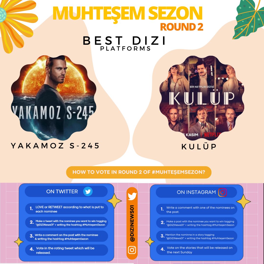 DiZiNews01's tweet photo. VOTE NOW! #MuhteşemSezon
Best Dizi (Platforms)
#YakamozS245 ❤️
#Kulüp 🔁
-------
#KivançTatlituğ #BarışArduç #ÖzgeÖzpirinçci #JerryHoffmann #GökçeBahadir #SalihBademci #MetinAkdülger https://t.co/JIQPofJoZ7