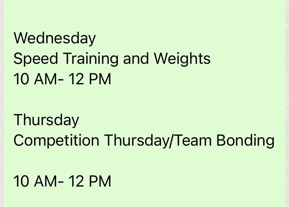 Last week of summer workouts before August! Here is an updated schedule for the week. Looking forward to getting better these next 4 days! #EmbraceTheProcess