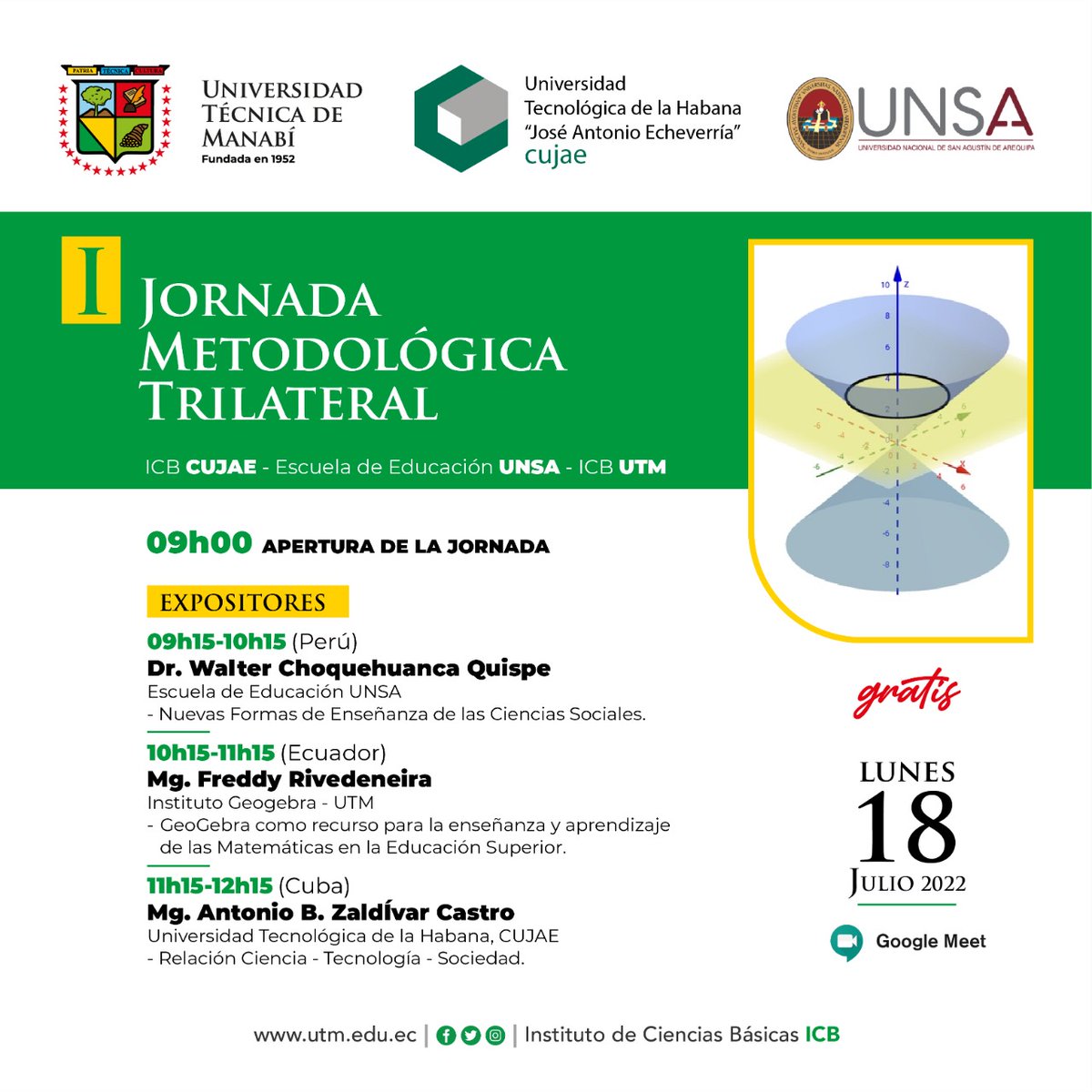 ig_utm's tweet photo. Invitados todos a formar parte de la I Jornada Metodológica Trilateral ICB CUJAE-Escuela de Educación UNSA - ICB UTM. Inscripciones del evento hasta el 17 de julio al siguiente link https://t.co/SBn6lLwnJQ https://t.co/fk8Et4o3iI