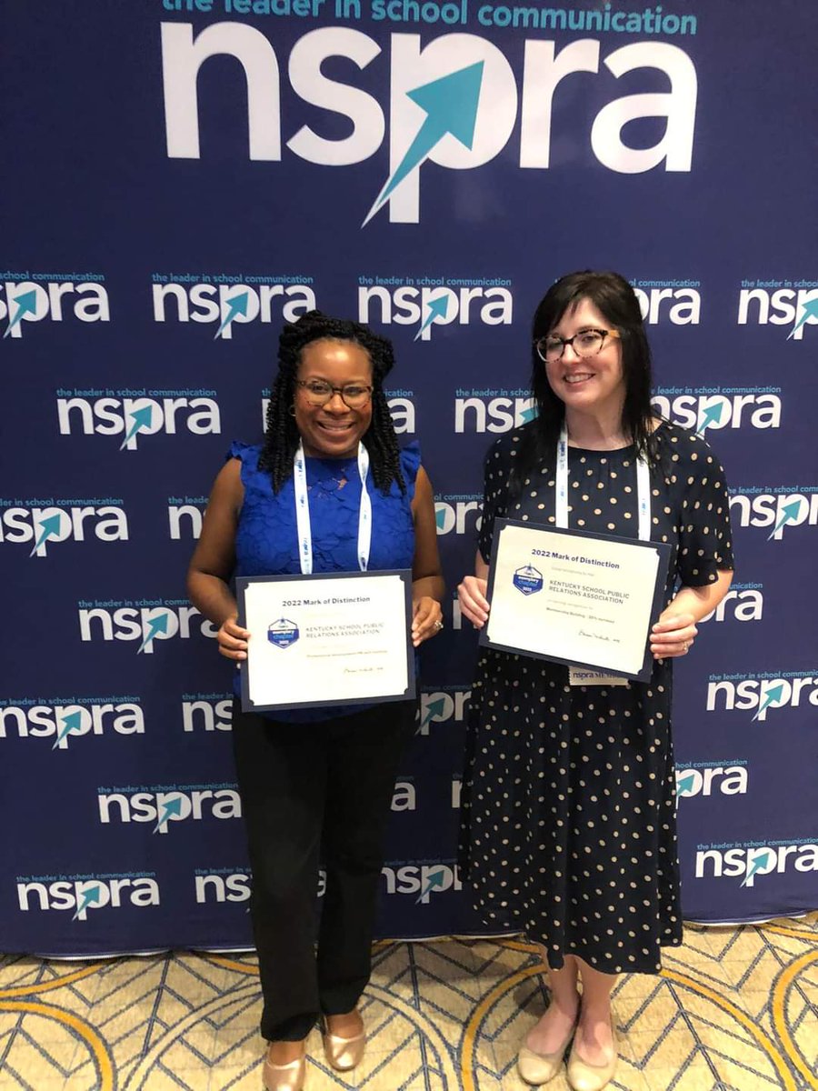KySchoolPR's tweet image. 🎉Congratulations to KYSPRA for receiving two of @NSPRA's 2022 Mark of Distinction Awards! KYSPRA was formally recognized at the 2022 NSPRA Seminar in Chicago during the Annual Meeting &amp;amp; Celebration of Achievement today!

#KYSPRA 
#MarkofDistinction
#NSPRA2022
#SchoolPR