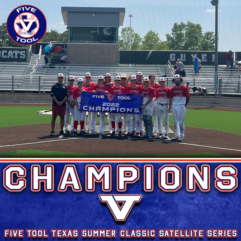 🏆Champions🏆

Congrats to <a href="/DFWTwins/">DFW TWINS</a> 17U Red on winning the 17U Championship of the <a href="/FiveTool/">Five Tool Baseball</a> Texas Summer Classic Satellite Series.

#WatchEm