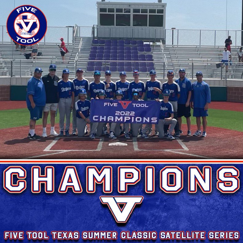 🏆Champions🏆

Congrats to <a href="/DulinsTX/">Dulins Dodgers (TX)</a> Strausborger on winning the 15U Championship of the <a href="/FiveTool/">Five Tool Baseball</a> Texas Summer Classic Satellite Series.

#WatchEm