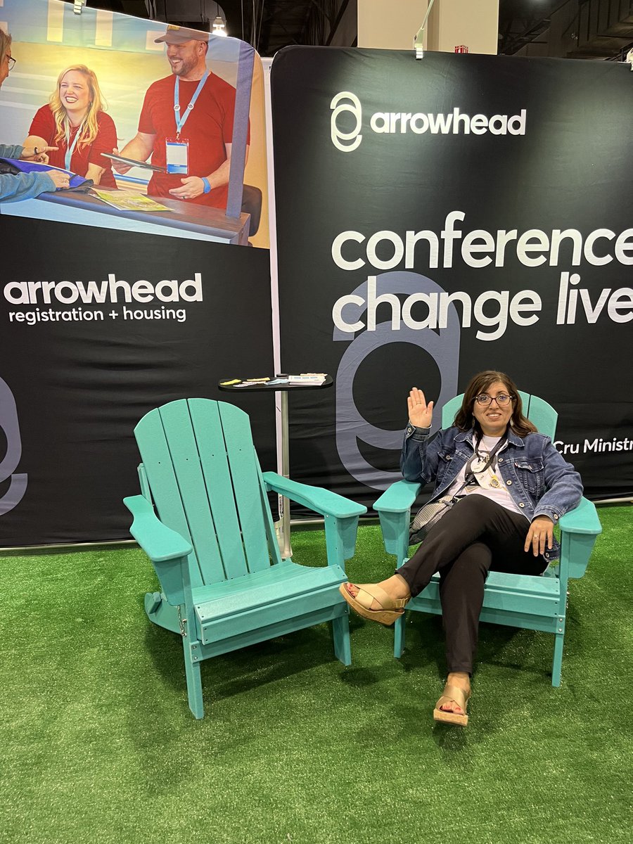 ArrowheadConf's tweet photo. We’re giving away these two Adirondack chairs this afternoon. Stop by our booth and scan the QR code to register to win! #Cru22 https://t.co/OGczbFqx9r