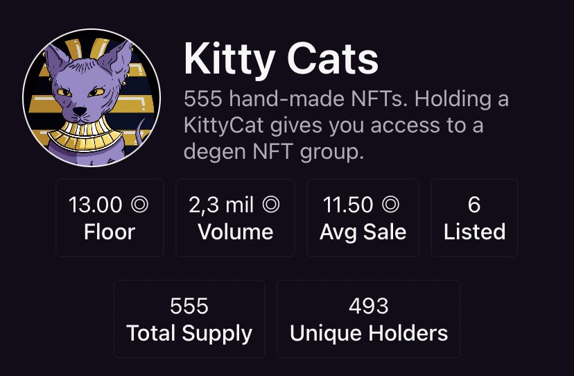 tenko_cripto's tweet photo. Último aviso a navegantes, 6 Kitty Cats listados de 555 en total. Solo 2 por debajo de 30 SOL de Floor Price.

Sin staking. Sin P2E. Sin promesas falsas. Sin tonterías (esto es debatible 😅).

Solo una comunidad entregada que vive por y para los NFTs. Y que bien nos lo pasamos. https://t.co/jdHu2ogFXh