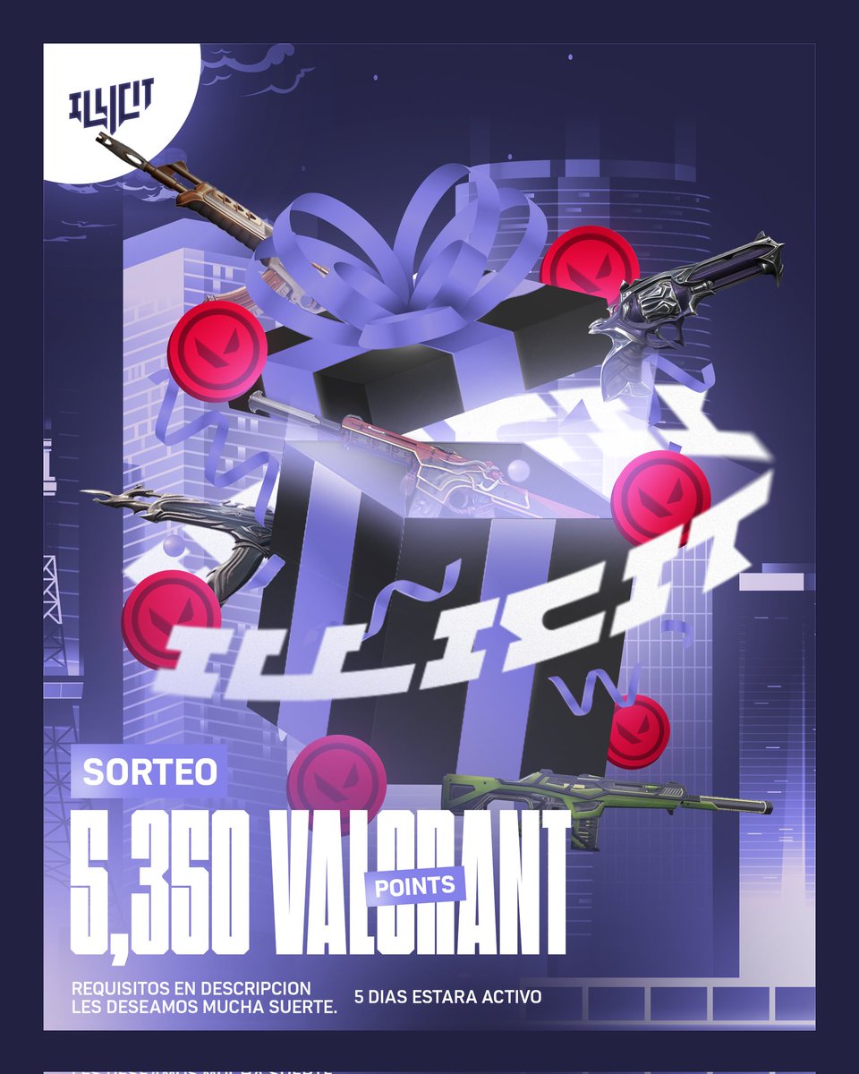 IllicitG_'s tweet image. ¡TRAEMOS UN #SORTEO DE 5,350 #VALORANT POINTS PARA USTEDES! 

Lo prometido es deuda, les traemos este sorteo para todos nuestros seguidores.

Requisitos a cumplir:
• Seguirnos @IllicitG_
• Dar RT y MG
• Mencionar a 2 amigos 
🏁 Finaliza en 5 días

#BEILLICIT | #ESPORTS