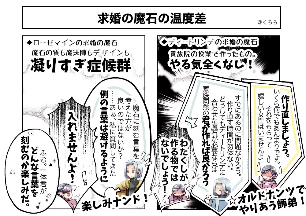 本好きラクガキ（求婚の魔石の温度差） 求婚の魔石のくだりを見直して