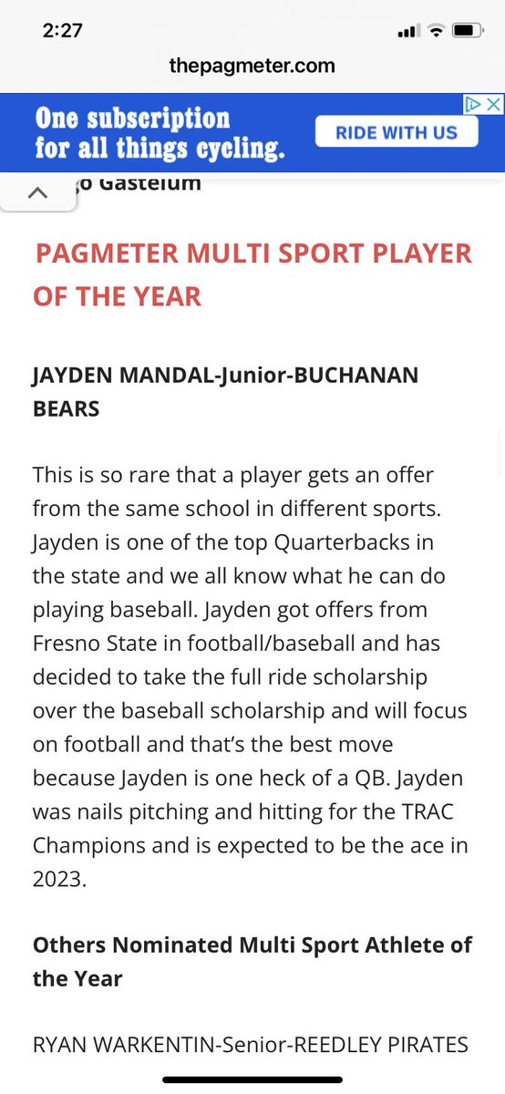 Congrats <a href="/JaydenMandal/">Jayden Mandal</a>!  Proud of you buddy!  Keep working this is just the beginning! <a href="/buchananbear_fb/">Buchanan Football</a> <a href="/FresnoStateFB/">Fresno State Football</a> <a href="/PAGMETER/">PAGMETER</a>