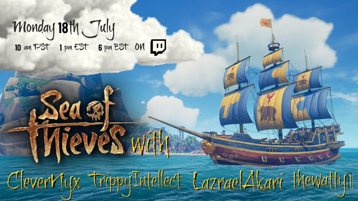 CleverNyx's tweet photo. Yarrr! Yar yarr... Yarrrrr!
((Tomorrow! We sail... Yarrrr!))
#SeaOfThieves
#Stream https://t.co/Q0hfSgeYQq