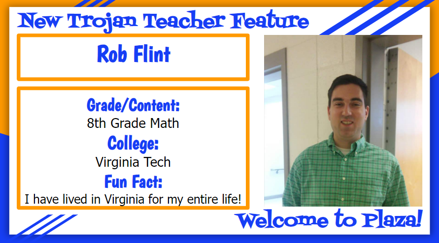 plazamiddle's tweet photo. 🚨New Trojan Teacher Feature🚨We are ecstatic to welcome Mr. Flint to our team! #IBUnited https://t.co/GODmpSvvQA