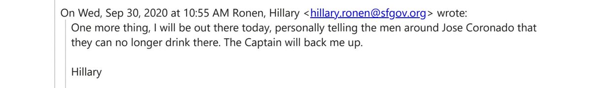 TheMarinaTimes's tweet photo. This is hilarious. @HillaryRonen “Defund the police” is going to tell some men they can’t drink in public anymore — with backup from the captain at @SFPDMission 🤣 I thought you just needed an unarmed social worker for this stuff. #HypocriteHillary https://t.co/MSnrKA9STK