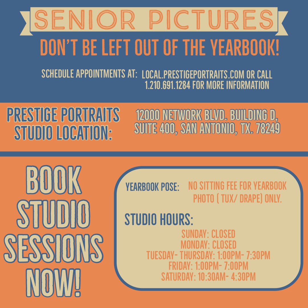 Class of 2023🎓Senior photo opportunities available now!📸 Schedule your studio visit this summer😎😎 <a href="/NISDBrandeis/">Brandeis High School</a>