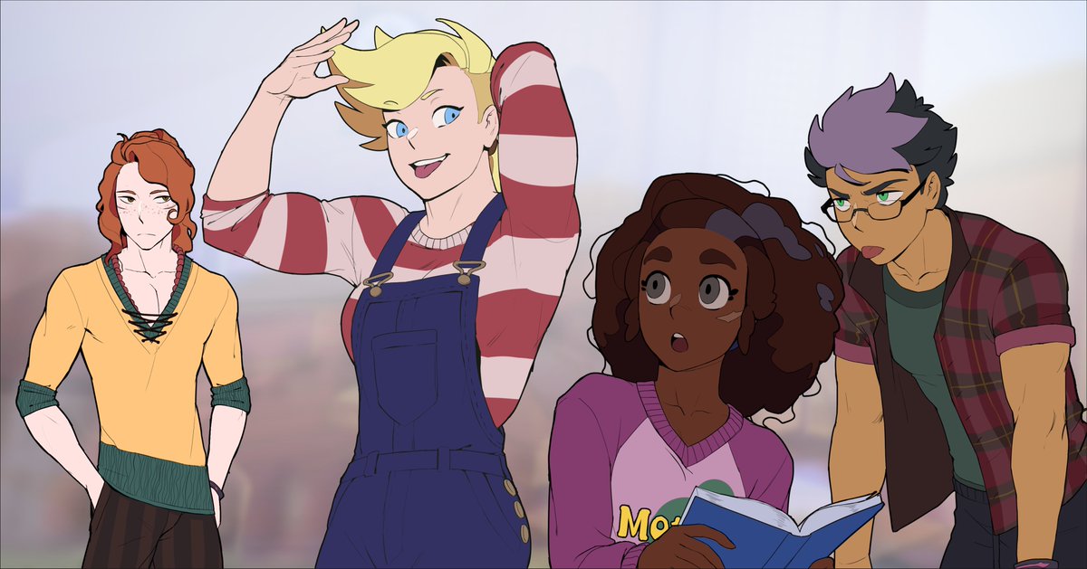 Kuating's tweet image. Working on these lovable dumbasses for a visual novel