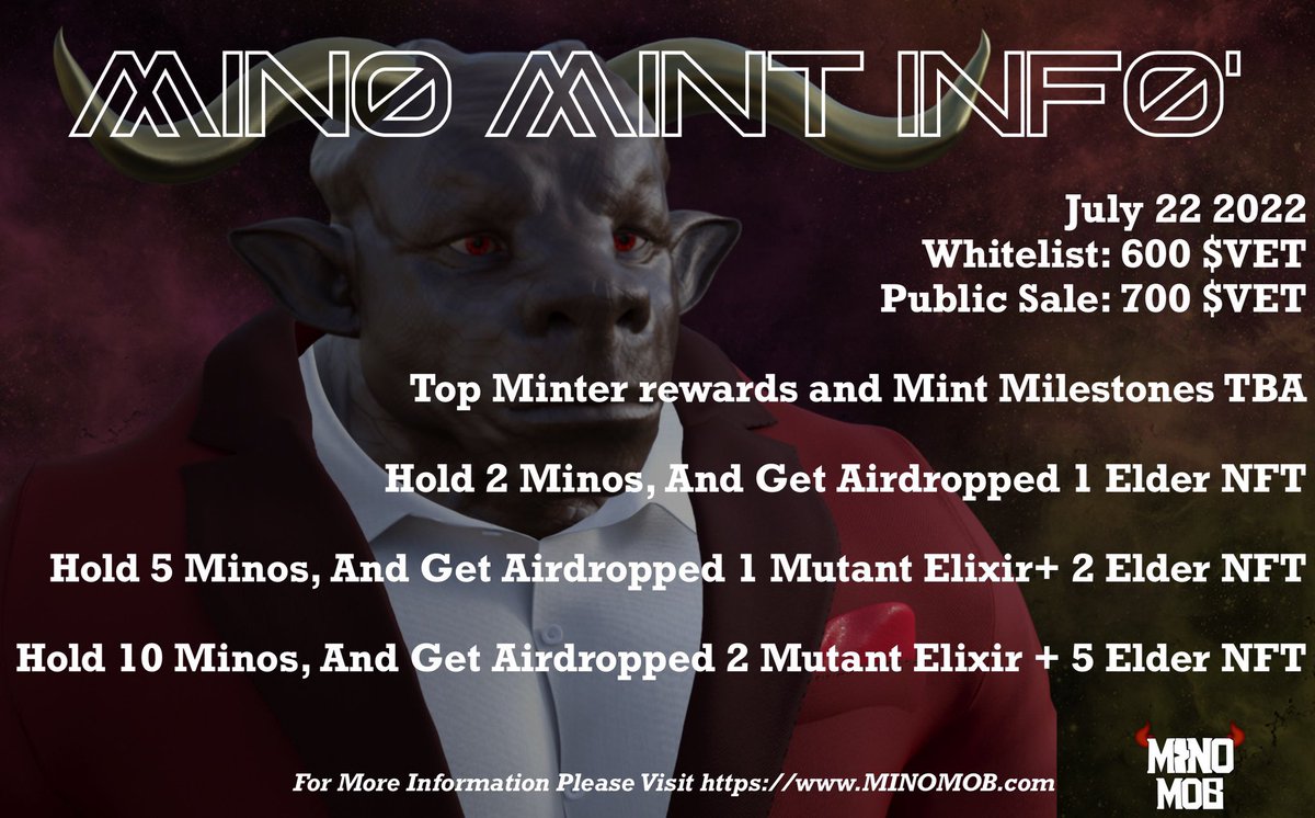VeChainKiwi's tweet photo. Alright alright alright, got that #MinoMob #MutantElixir 🧪 on deck ready for this weeks launch 🚀
Head over to their official Twitter page & discord to get the run down if you haven’t already @MinoMobNFT
Excited for this one 👏
#VeChain $VET #VNFT https://t.co/Qn4gRnJn5S