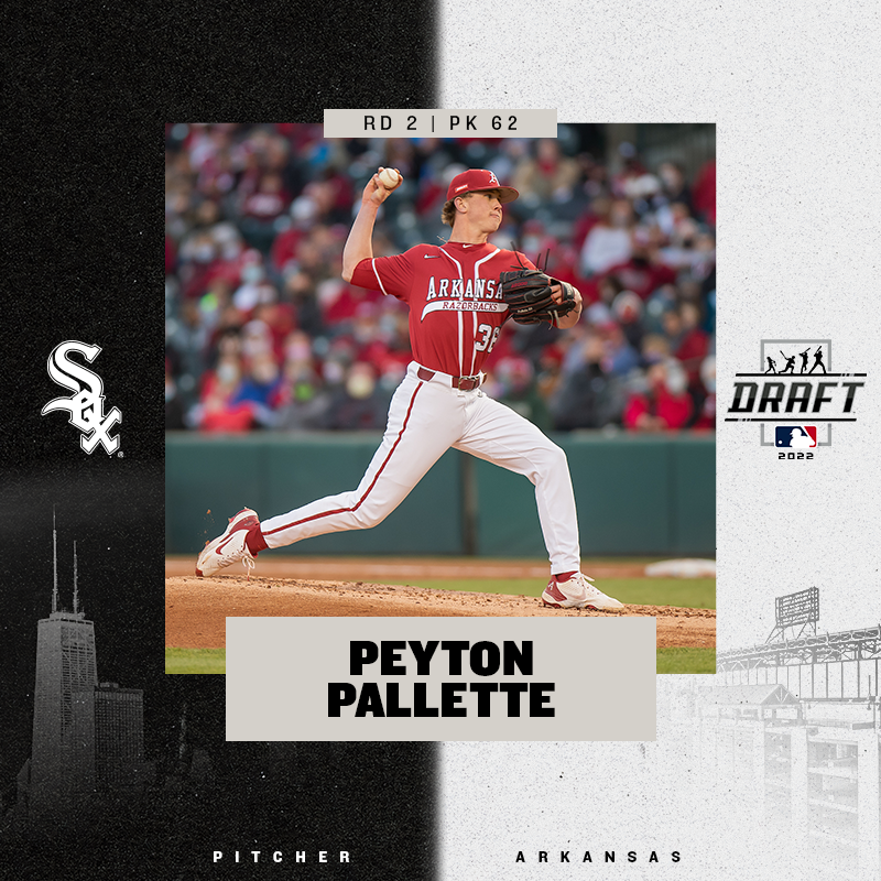 whitesox's tweet photo. With the 62nd pick in the 2022 #MLBDraft, the White Sox select RHP Peyton Pallette from Arkansas. https://t.co/BUmXuyvL2C