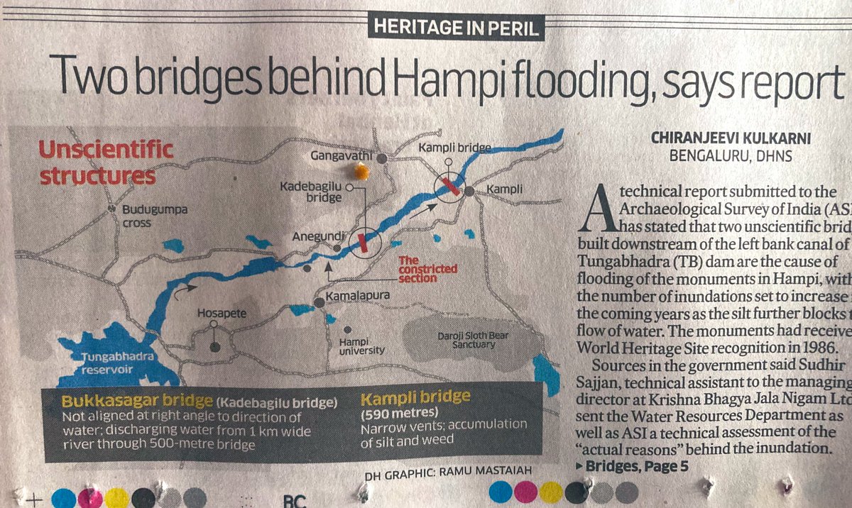 So much for modern engineering! UNESCO World Heritage Site #Hampi had not flooded in centuries, thanks to the ingenuity of our ancestors. Now our modern government engineers build two unscientific bridges leading to flooding of the ancient city. Irony just died! <a href="/unesco553/">UnescoWorldHeritage</a>