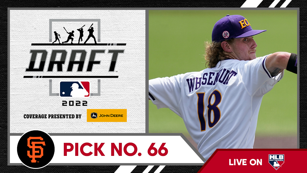 MLBDraft's tweet photo. With the 66th overall pick, the @SFGiants select @ECUBaseball left-handed pitcher Carson Whisenhunt, No. 30 on the Top 250 Draft Prospects list.

Watch live: https://t.co/42SJUajZ5w https://t.co/aPe8YJwkD9
