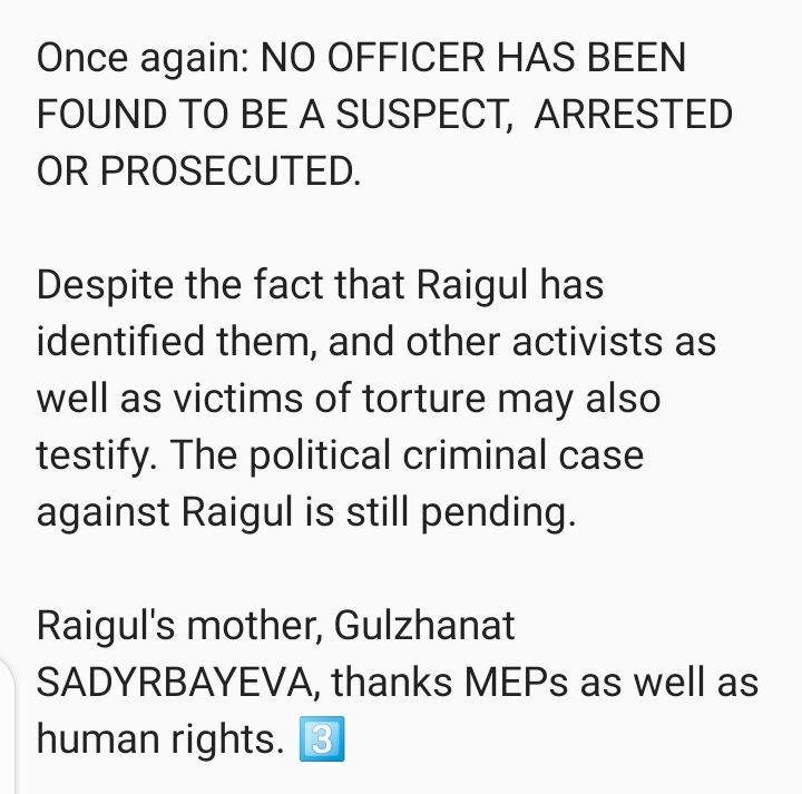 Veritas_kz's tweet photo. 6/6
Raigul identified the officers who participated in the torture, including Prosecutor #MUSTAFIN, as well as police officer AZANBAYEV, who threatened to rape her with a truncheon, and others. https://t.co/sdQOd3JR9w