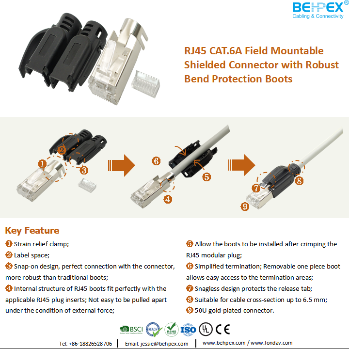 behpex's tweet photo. RJ45 Field Mountable Cat6A shielded complete connectors are an essential accessories when terminating patch cables.The snagless boots prevent damage to the RJ45 modular connector during installation or movement and replacement.
#RJ45 #Plug #connector #boot #50U' #modularplug https://t.co/6m8n6AHkAb